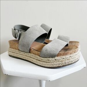 Marc Fisher Gray Suede Espadrille Platform Sandals
